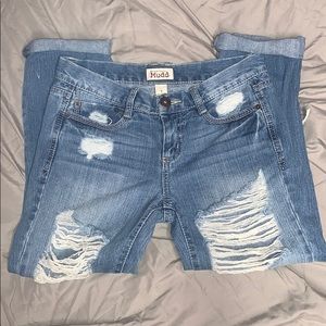 Juniors size 1 Mudd ripped cropped jeans.‎